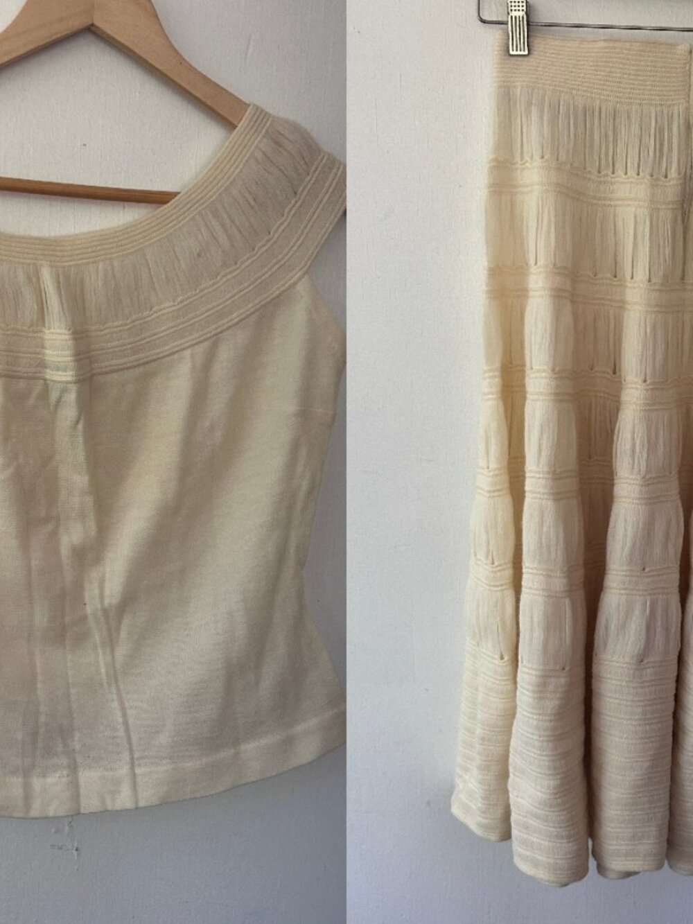 Lana Wool Skirt Set Small Cream VINTAGE Deadstock Made in Austria